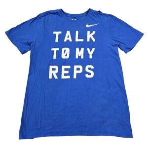 Nike Men Graphic Tee Shirt Royal Blue Talk To My Reps Athletic Size S Athleisure